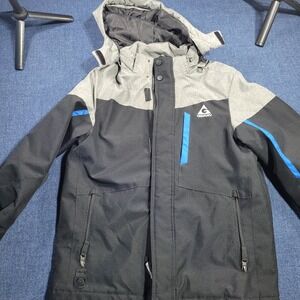 Gerry Boys Winter Ski Snow Jacket Medium 10/12 Black Gray Blue Insulated Hooded